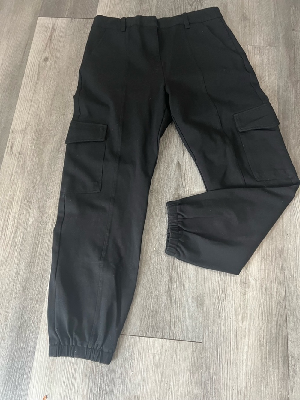 Men's Black Cargo Pants with Elastic Cuffs